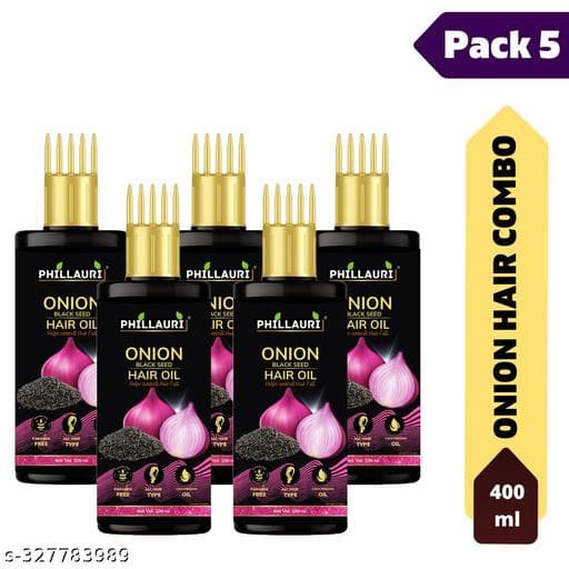 Phillauri Black Seed Onion Hair Oil - WITH COMB APPLICATOR - Controls Hair Fall Hair Oil Hair Growth (100 ml) pack of 5