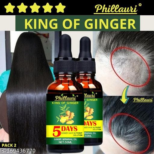 Phillauri Premium Ginger Germinal 5 DAYS Ginger Hair Nutrient Solution Hebal Oil Hair Oil for Women and Men for Shiny Hair Long - Dandruff Control - Hair Loss Control - Long Hair - Hair Regrowth Hair