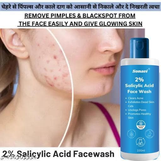 Premium Facewash with Salicylic 2% For Active acne, Skin Lightening & Tan Removal Face wash, Anti-Pimples, For Natural Glow & Spotless Skin, Suitable for all type of skin, For Men & Women (Pack of 1)-