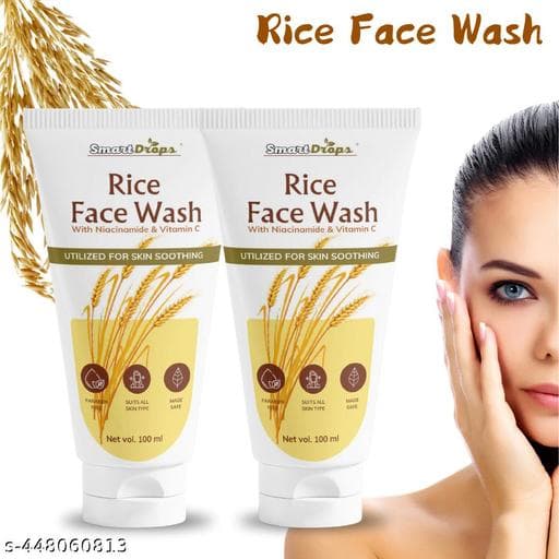 Rice Face Wash For Skin Brightening & Whitening , Daily Use Face wash | Reduces acne scars & breakouts | For Men & Women All Skin Types - 100ml (Pack of 2)