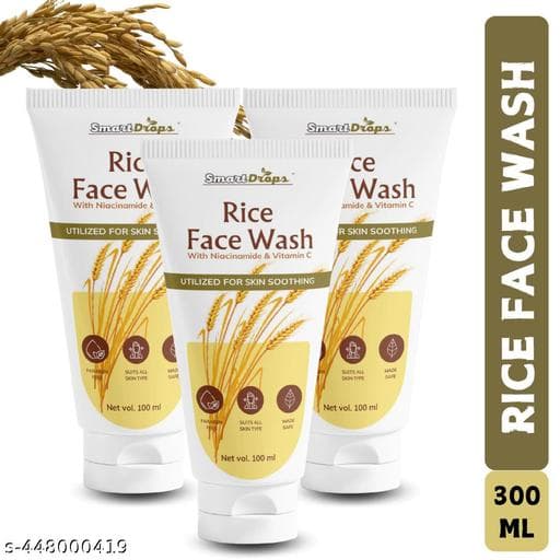 Rice Face Wash with Niacinamide & Vitamin C For Glass Skin | For Skin Brightening & Whitening | Korean Glass Skin - 100ml (Pack of 3)