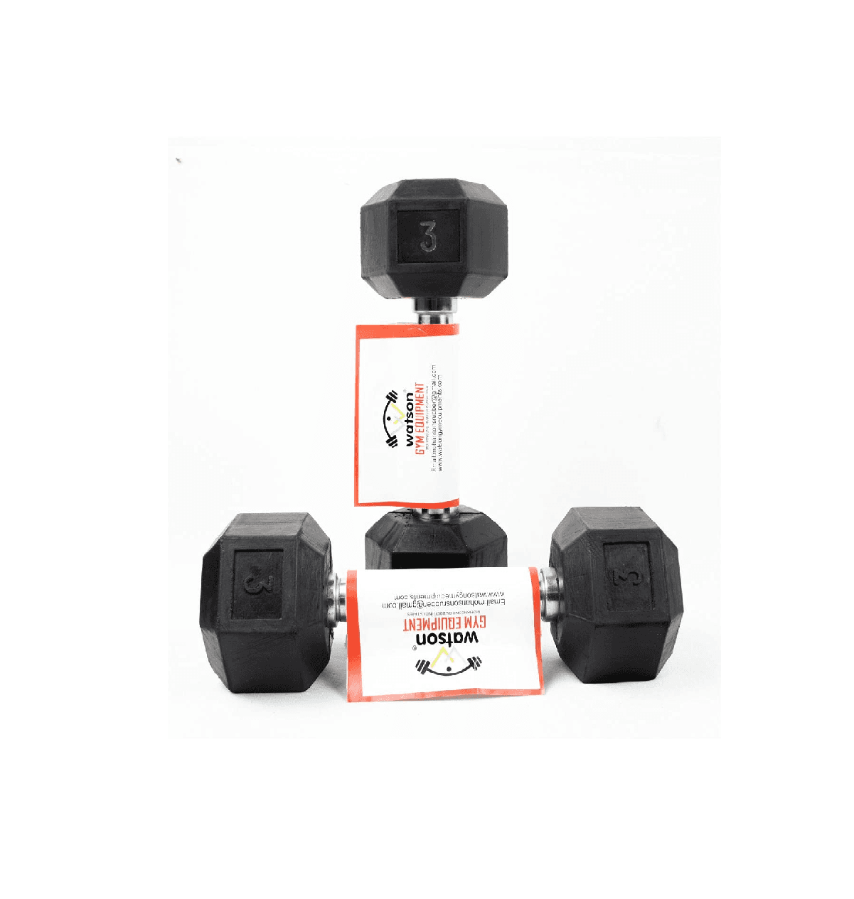 Watson Hex Dumbbell, Rubber Coated Caste Iron